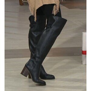 Franco Sarto “Ollie” Black Leather Over the Knee Boots U.S. Size 8.5M